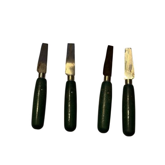 Vintage Wood Leather Carving Gouge Chisel Tool Set Green Handles Craft 4 Pc Lot - Picture 1 of 6